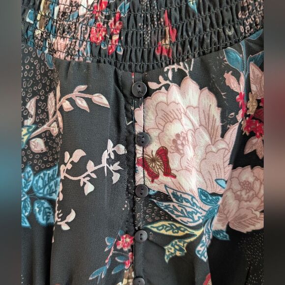 The Pyramid Collection Butterfly Floral Dark Romance Tunic Kimono 1X - Picture 5 of 13